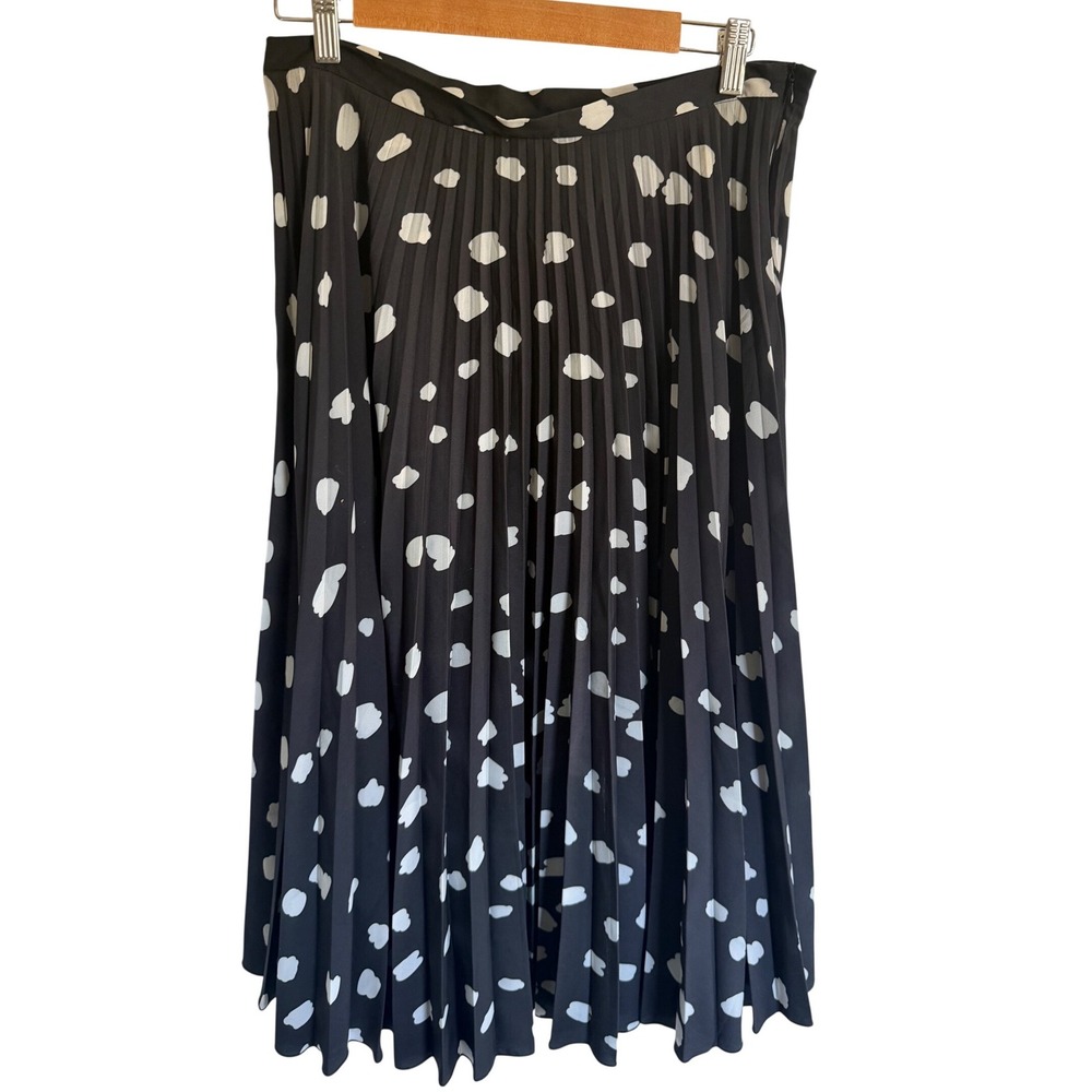 Closet London Womens Black White Abstract Polka Dot Pleated Midi Skirt 10 Cloud